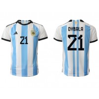 Camiseta Argentina Paulo Dybala #21 Primera Equipación Mundial 2022 manga corta